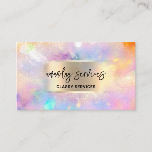 ホログラフロゴQRコードショップフレームユニーク 名刺 (正面)