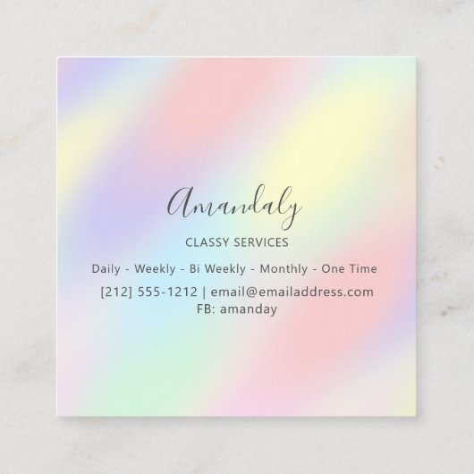 ホログラフ図形ユニコーン抽象芸術プロフェッショナル スクエア名刺 (裏面)