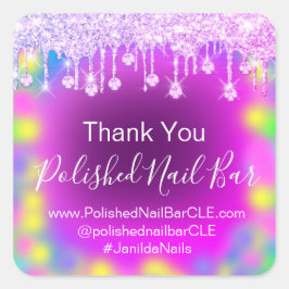 ホログラフ感謝していダイアモンドドリップ爪、 ネイルカラーセラピー スクエアシール