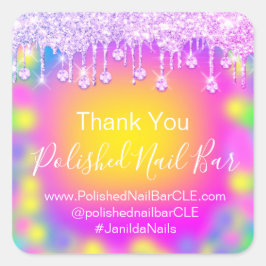 ホログラフ感謝していダイヤモンドドリップ爪、 ネイルカラーセラピー スクエアシール