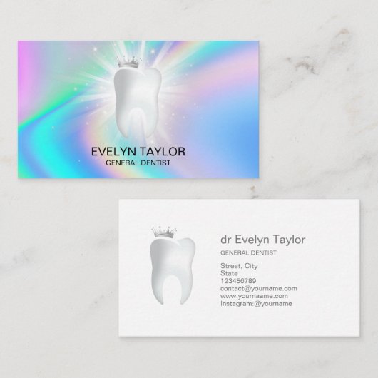 ホログラフ歯科医師歯科診療歯のホワイトニング 名刺 (正面/裏面)