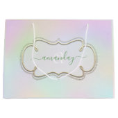 ホログラフ王室の額付モノグラムプリンセスピンク ラージペーパーバッグ (正面)