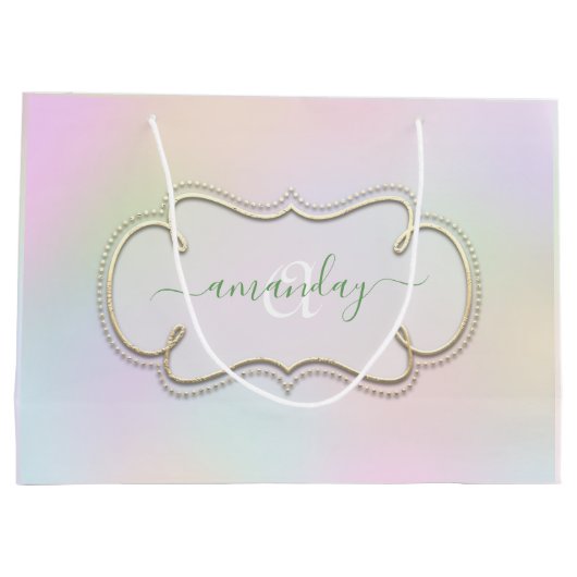 ホログラフ王室の額付モノグラムプリンセスピンク ラージペーパーバッグ (裏面)