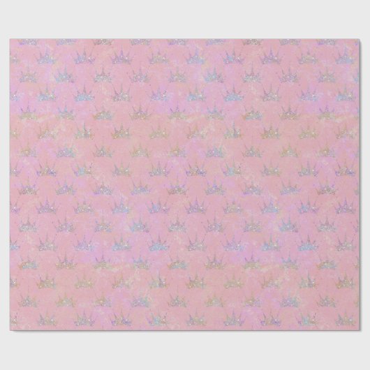 ホログラムのHolographグリッターの王冠のピンクの渦巻の大理石 ラッピングペーパー (フラット)