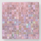 ホログラムピンクモザイク印刷 ストーンコースター (正面)