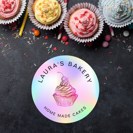 ホログラムホイルケーキ&スイーツカップケーキホームベーカリー ラウンドシール
