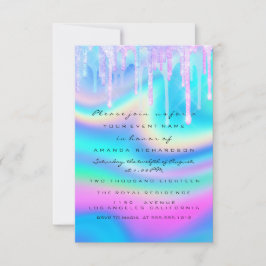 ホログラムユニコーン赤ちゃんシャワーガーリー足グリッター 招待状