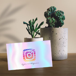 ホログラム加工のモダンなInstagramソーシャルメディアデザイン 名刺