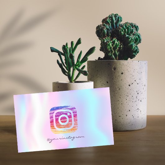 ホログラム加工のモダンなInstagramソーシャルメディアデザイン 名刺