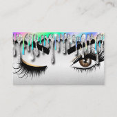 ホログラム滴下金ゴールドメイクアップアーティストウィンクアイラッシュ 名刺 (正面)