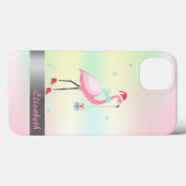 ホログラム虹色サンタ帽のフラミンゴ Case-Mate iPhoneケース (裏面 (横))