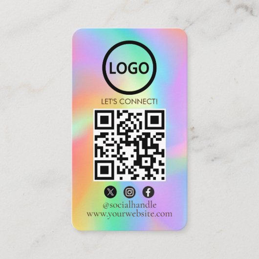 ホログラム、カスタムホログラムカーモダンド、ソーシャルメディアQR 名刺 (正面)