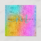 ホログラム・グリッター・モノグラム・スクリプト・ビジネス スクエア名刺 (正面)