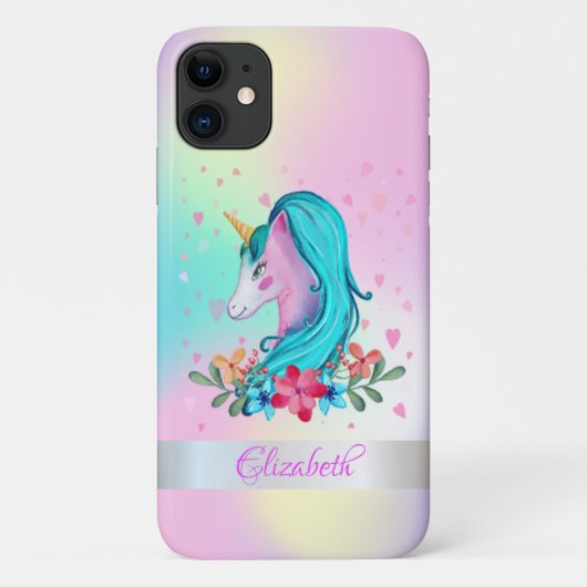 ホログラム ユニコーン 花 ハート Case-Mate iPhoneケース (裏面)
