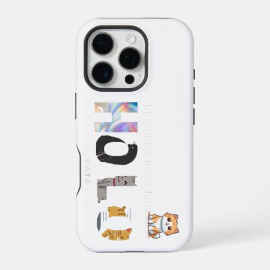 ホログラム 猫 デザイン ハード iPhone カバー (裏面)