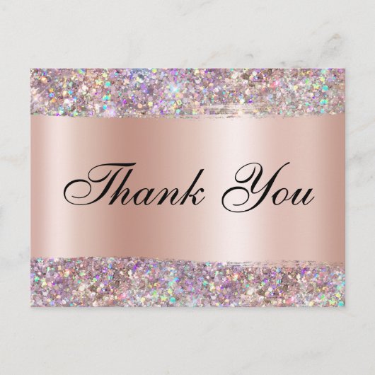 ホログリッターエッジバラゴールドフォイルサンキュー ポストカード (正面)