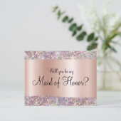 ホログリッターエッジパステルバラゴールドフォイル勾配 ポストカード (スタンド正面)