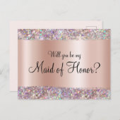 ホログリッターエッジパステルバラゴールドフォイル勾配 ポストカード (正面/裏面)