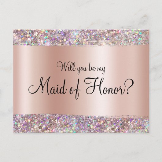 ホログリッターエッジパステルバラゴールドフォイル勾配 ポストカード (正面)