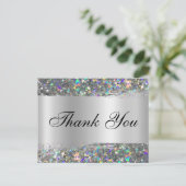 ホログリッターエッジ銀箔グラディエントありがとう ポストカード (スタンド正面)