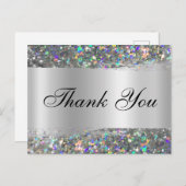 ホログリッターエッジ銀箔グラディエントありがとう ポストカード (正面/裏面)