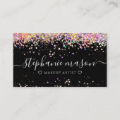 ホログリッターメイクアップアーティストブラックビジネスカード コーリングカード (正面)