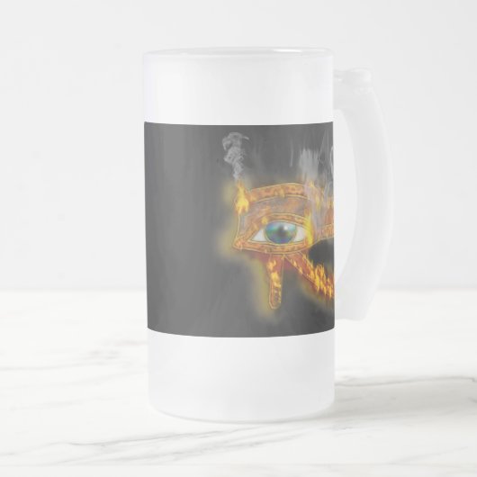 ホロスの燃える目古代エジプトのアートマグ フロストグラスビールジョッキ (正面右)