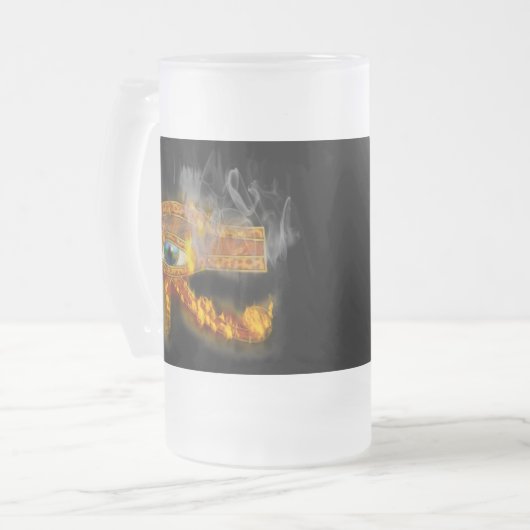 ホロスの燃える目古代エジプトのアートマグ フロストグラスビールジョッキ (正面左)