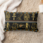 ホロスパターンのエジプトの象形文字の目 ランバークッション (ブランケット)