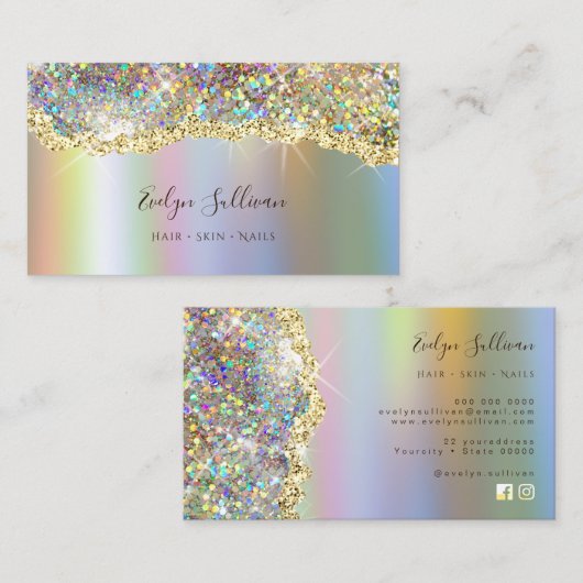ホロフェイクきらめくグラフィ箔グリッター 名刺 (正面/裏面)