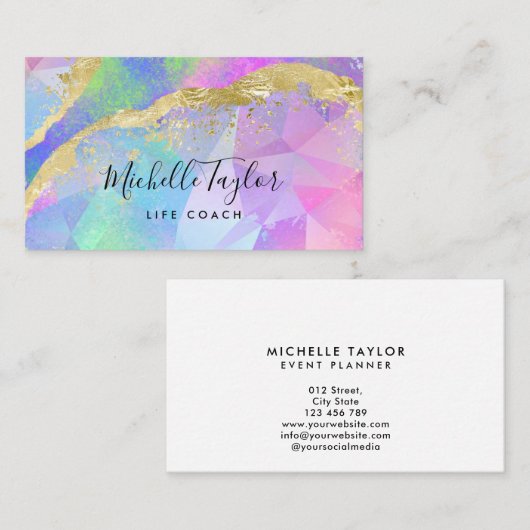 ホロフェイクグラフィー虹色オエレガントプストーン 名刺 (正面/裏面)
