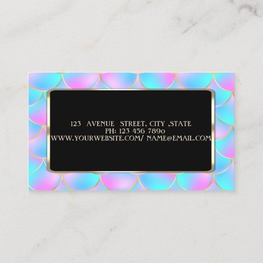 ホロフエレガントィックマーメイドはかりで測ブラックフレーム 名刺 (裏面)