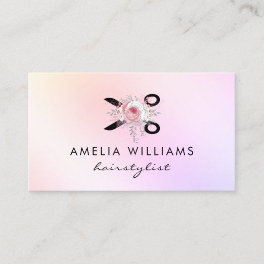 ホロフエレガントルはさみフローラヘアスタイリスト 名刺 (正面)