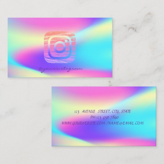 ホロフカッコいいログラデーションックInstagramソーシャルメディア 名刺 (正面/裏面)