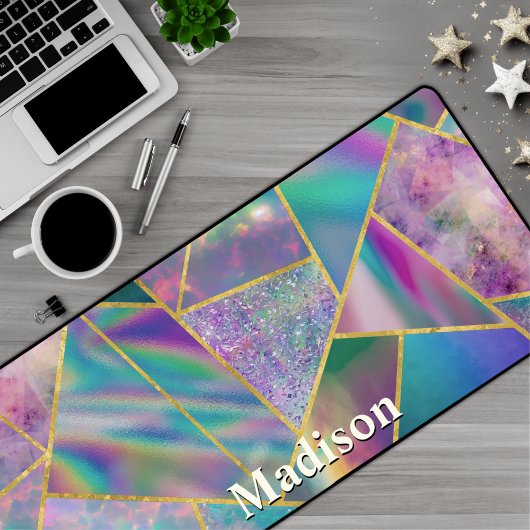 ホロフスタイリッシュシックフェイク金ゴールド デスクマット