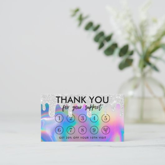 ホロフフェイクィックメイクアップ感謝していロイヤリティカード 名刺 (スタンド正面)