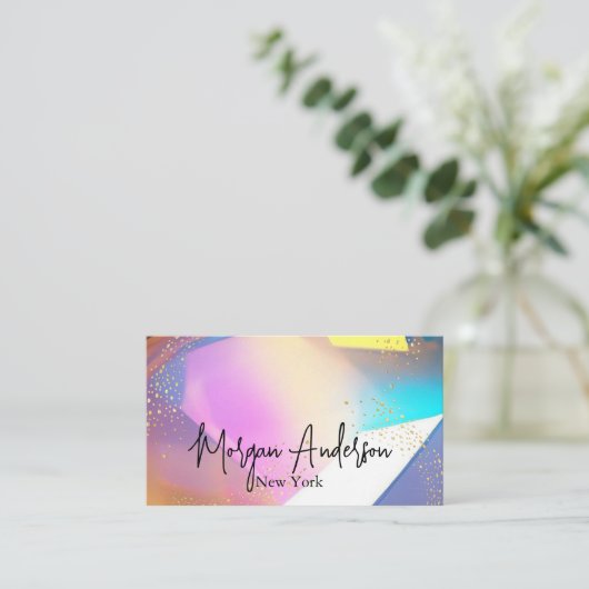 ホロフフェイクィック光パーソナライズされた石 名刺 (スタンド正面)