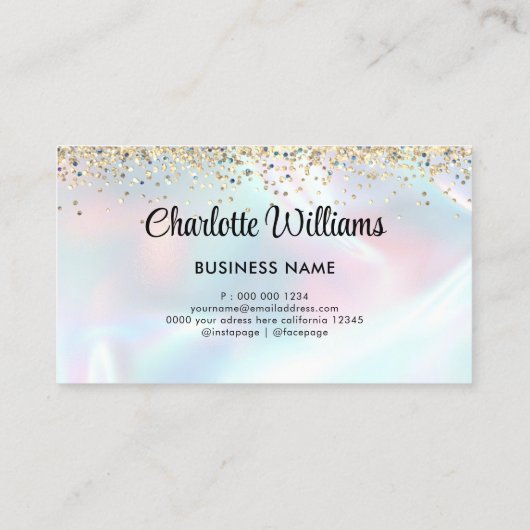 ホロフフェイクロエレガントググリッター縁どトレンディー 名刺 (裏面)