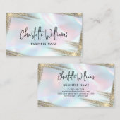 ホロフフェイクロエレガントックパステルオパール金ゴールド 名刺 (正面/裏面)