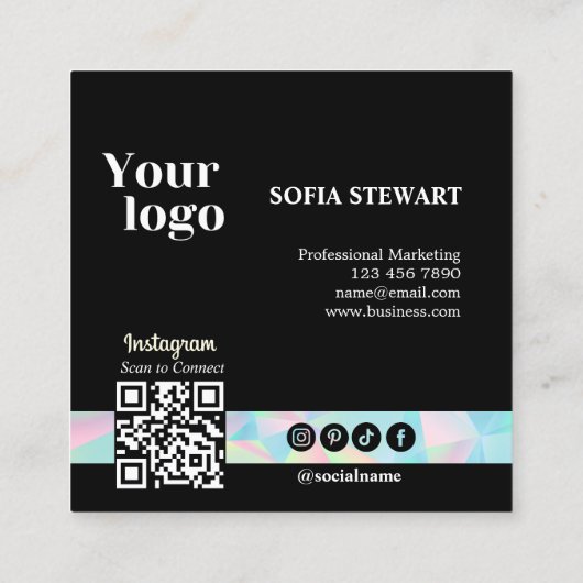 ホロフモダンィックはっきりしたソーシャル後を追メディア スクエア名刺 (裏面)