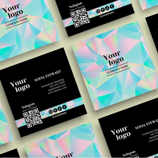 ホロフモダンィックはっきりしたソーシャル後を追メディア スクエア名刺