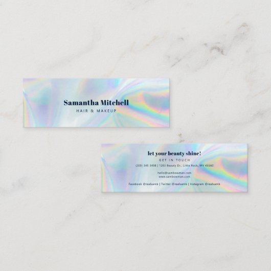ホロフモダンィックサロン美容師メイクアップ スキニー名刺 (正面/裏面)