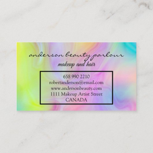 ホロフモダンィックメイクアーティストのユニコーン虹 名刺 (裏面)