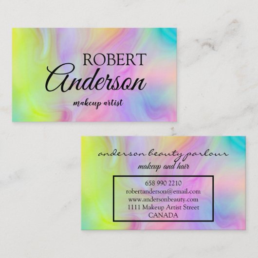 ホロフモダンィックメイクアーティストのユニコーン虹 名刺 (正面/裏面)