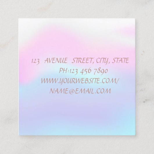 ホロフモダンエレガントィックのキラキラした唇、はさみ スクエア名刺 (裏面)