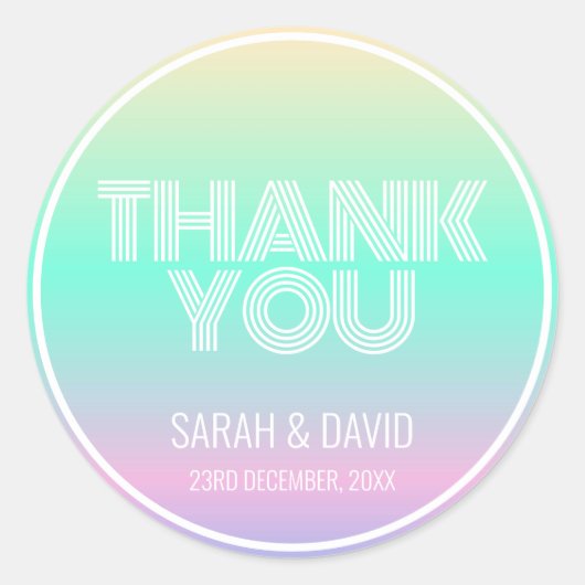 ホロフモダンラグラディエント結婚ネオン ラウンドシール (正面)