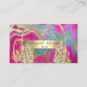 ホロフモダンロカッコいいック金ゴールドグリッターヘッドホンDJ 名刺 (正面)