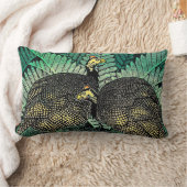 ホロホロチョウの笠松町のshiroの鳥の葉の日本人の芸術 ランバークッション (ブランケット)