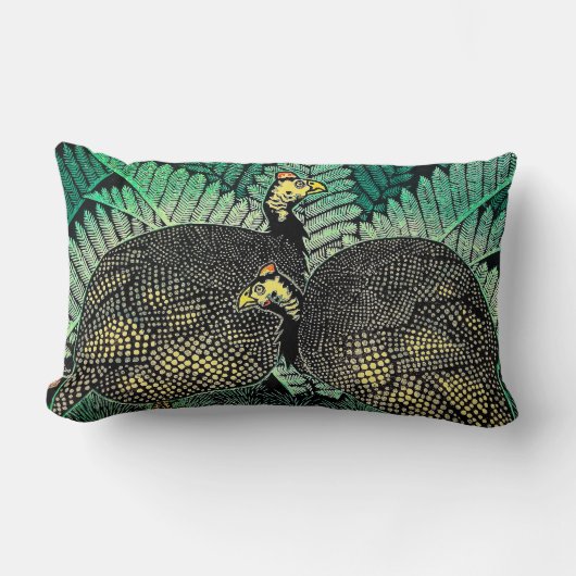 ホロホロチョウの笠松町のshiroの鳥の葉の日本人の芸術 ランバークッション (正面)
