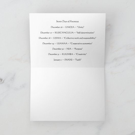 「ホロホロチョウ」はKwanzaaカードを緩く得ました シーズンカード (内部)